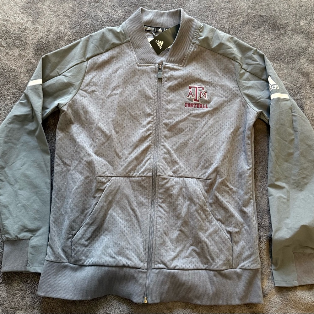 Adidas Texas A&M Gray Jacket with ATM Football Embroidered Logo